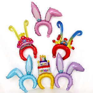 可爱歪耳兔子头箍紫金冠蜡烛蛋糕发箍幼儿园活动儿童生日派对装饰
