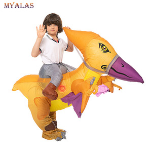 儿童充气喷火龙翼龙坐骑充气服道具万圣节卡通服装Kids pterosaur