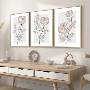北欧ins玫瑰花卉装饰画客厅沙发背景墙餐厅挂画现代简约卧室壁画