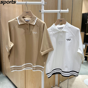韩国代购APC高尔夫球服穿搭运动24年春季新款收腰翻领短袖T恤女式
