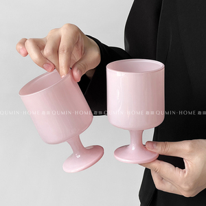趣皿 ins玉黄矮脚玻璃杯果茶冷饮杯小众设计感家用高颜值喝水杯