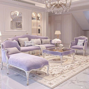 法式客厅宫廷公主风雕花三人沙发美式新古典实木贵妃欧式家具组合