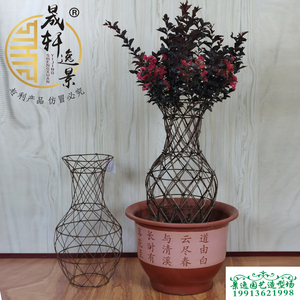 网红美国三红紫薇海棠桂花婴树带根编织盆栽花瓶造型骨架模型框架