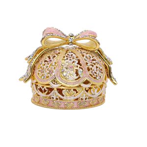 日本水晶皇冠首饰盒对戒盒楼空合金鎏金项链手链结婚戒指盒