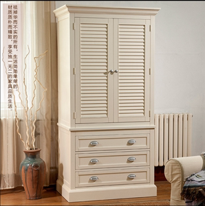美式全实木衣柜家用小户型卧室储物白色衣柜地中海儿童立柜定制