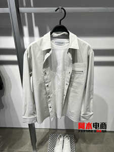 B1CHE1312太平鸟男装2024春季新品灰白色外穿式宽松休闲长袖衬衫