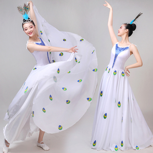 新款开场孔雀舞雀之灵成人儿童傣族舞蹈演出服装孔雀舞杨丽萍同款