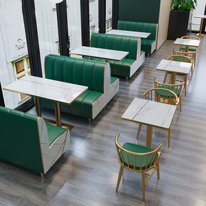 奶茶店桌椅组合餐厅卡座沙发咖啡厅饭店休闲椅子商用西餐厅靠墙Z