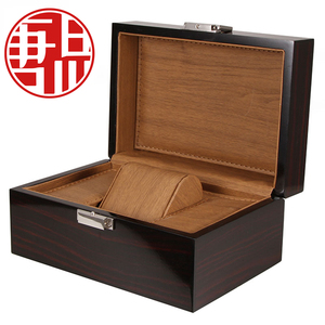 现货高档木质首饰盒 定制黑色手表包装盒实木礼物盒 名牌LOGO印制