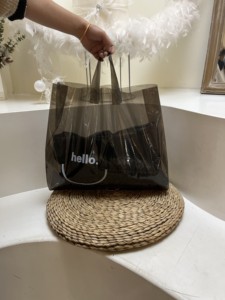 黑色透明塑料袋子印LOGO加厚包装礼品购物袋设计服装店手提袋定制