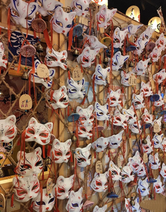 日式和风狐狸猫脸半脸面具墙挂饰cos动漫面罩日料居酒屋装饰挂件