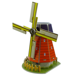 儿童立体拼图荷兰风车屋纸质3d模型房子别墅益智男孩女孩积木玩具