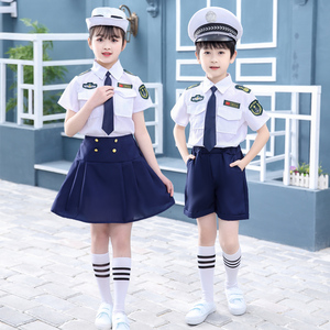 六一儿童海警表演服男女童警察演出服幼儿园中小学生舞蹈送帽子夏