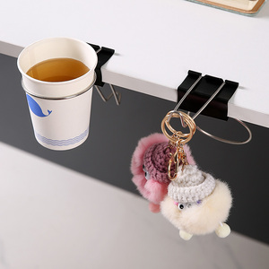 桌面固定水杯架免打孔放茶水挂钩收纳夹子办公室笔筒置物架水杯托