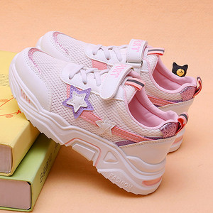 女童网鞋2024夏季儿童软底运动鞋中小学生韩版平时老爹鞋女孩球鞋