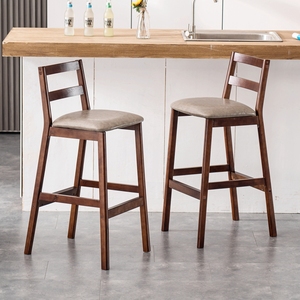 吧台椅实木北欧靠背酒吧椅美式复古家用吧台凳咖啡厅木质高脚凳子