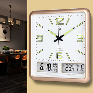 北极星挂钟客厅家用挂表时钟挂墙现代简约大气带日历温度湿度钟表