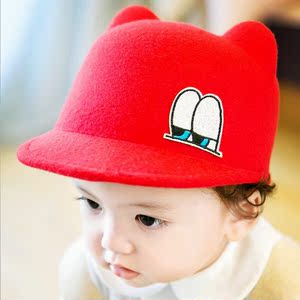 韩版男女童潮棒球帽子秋冬儿童可爱小耳朵鸭舌帽宝宝马术帽礼帽