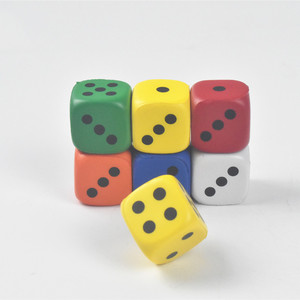 海绵骰子幼儿认知玩具 益智游戏道具筛子 4厘米柔软点数色子