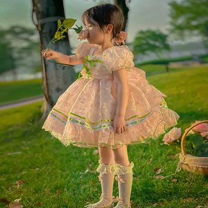森系连衣裙女童洛丽塔公主蓬蓬裙两岁女宝宝裙子夏季超洋气蝴蝶结