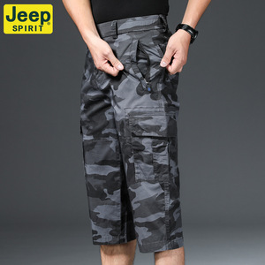 美国JEEP/吉普男装纯棉新款工装短裤休闲迷彩沙滩薄款男士中裤
