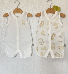 Hallmark贺曼夏季男女婴儿宝宝纯棉无袖网眼网布连体衣哈衣两件装