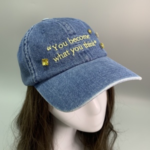 韩版正品水钻字母棒球帽复古水洗牛仔女生鸭舌帽可爱时尚蓝色帽子