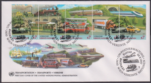 16294 联合国维也纳1997 邮票 运输 首日封 汽车和火车