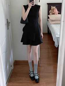 无良无印舒适凉爽黑色醋酸无袖短款显瘦修身小黑裙连衣裙M23165