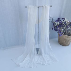 棉麻围巾夏款白色细长条窄丝巾加长薄款护颈椎装饰超薄小尺寸文艺