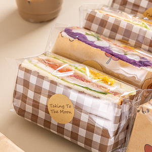 三明治包装袋子专用打包纸食品级烘焙摆摊商用三文治装袋透明防雾