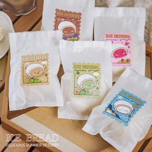 冰面包包装袋贴纸麻薯棉纸泡芙袋子封口贴密封吐司口味机封袋烘焙