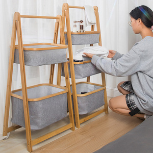 床头置物架房间收纳神器分层零食玩具架卧室整理架可折叠脏衣篮