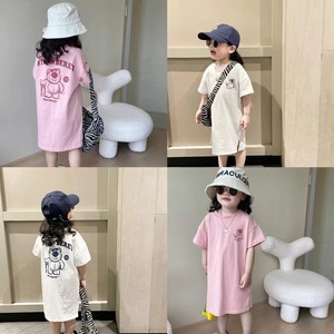韩国女童短袖T恤纯棉连衣裙夏装女宝宝1-3岁中小童圆领中长T裙子