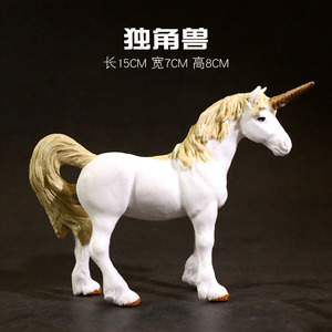 神话动物模型玩具仿真实心神兽白色飞马小马独角兽精灵马儿童礼物