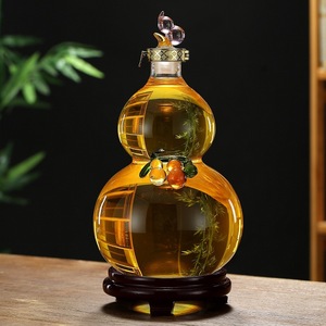 葫芦形状水杯酒瓶子透明密封玻璃瓶高硼硅玻璃工艺创意摆件白酒瓶