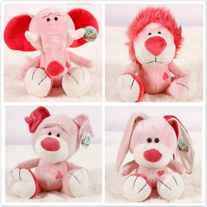 NICI扑克系列粉色狮子大象兔子狗狗毛绒玩具公仔玩偶娃娃儿童礼物