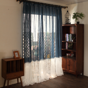 韩式拼接简约窗帘定制客厅卧室阳台透光窗 成品甜美公主风  西芙