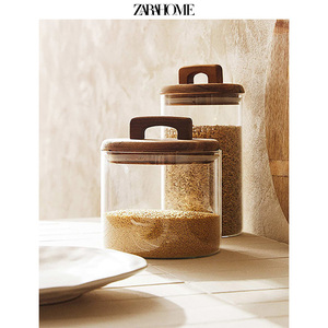 Zara Home INS风小号广口玻璃厨房储物罐杂粮罐米罐 42285428052