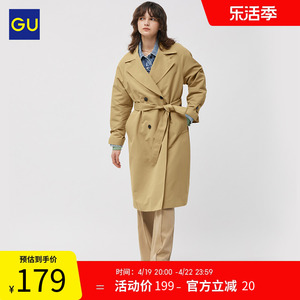 GU极优 女装宽松中长款风衣2024年新品大衣休闲复古大气 B349736