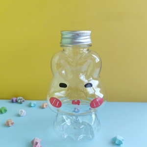 网红卡通动物塑料瓶可爱小兔杯奶茶杯糖果分装瓶小零食收纳罐加厚