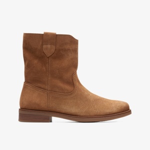 CLARKS其乐女靴MEMI MID TAN SUEDE  英国outlet清仓代购