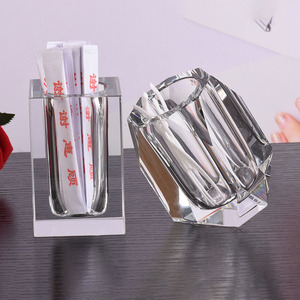 牙签筒水晶玻璃透明简约酒店创意家用牙签盒棉签盒餐厅果叉收纳罐