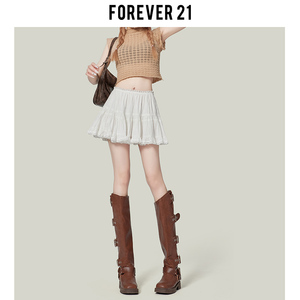 Forever 21今年流行漂亮白色蕾丝花边蛋糕裙女高腰蓬蓬半身短裙子