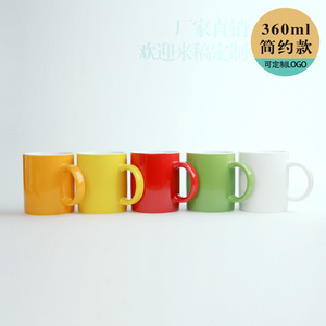 厂家直销国际标准马克杯直桶陶瓷杯欧美经典咖啡杯紫色黄色黑色杯