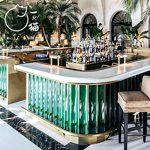 墨绿色弧形砖阴角压条瓷砖腰线80X600餐厅吧台背景墙半圆长条形砖