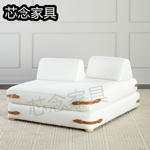 奶油风雪尼尔豆腐块组合沙发意式大小户型客厅模块简约双层沙发