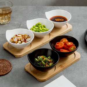 日式陶瓷调味碟火锅烤肉蘸料碟家用酱料碟小菜碟酱油碟黑色小碗