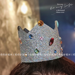 韩国轻奢ins风简约派对钻石生日皇冠帽 网红周岁生日拍照道具装饰
