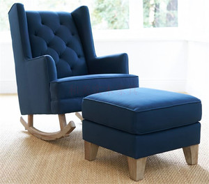 现货欧式新古典单人沙发美式软包布艺懒人休闲摇摇椅法式老虎椅
